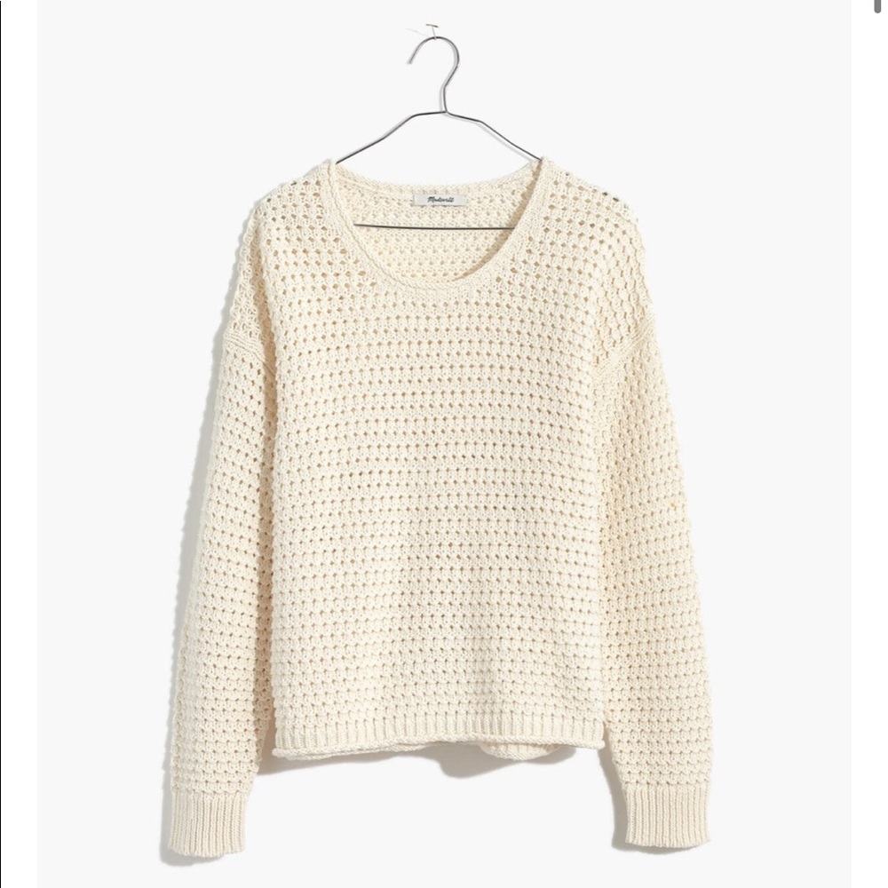 Madewell Cream Open-Knit Pullover Sweater
